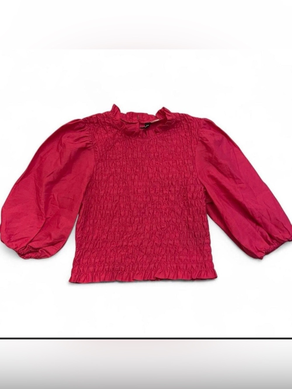 H&M Fuchsia Smocked Puff-Sleeve Top